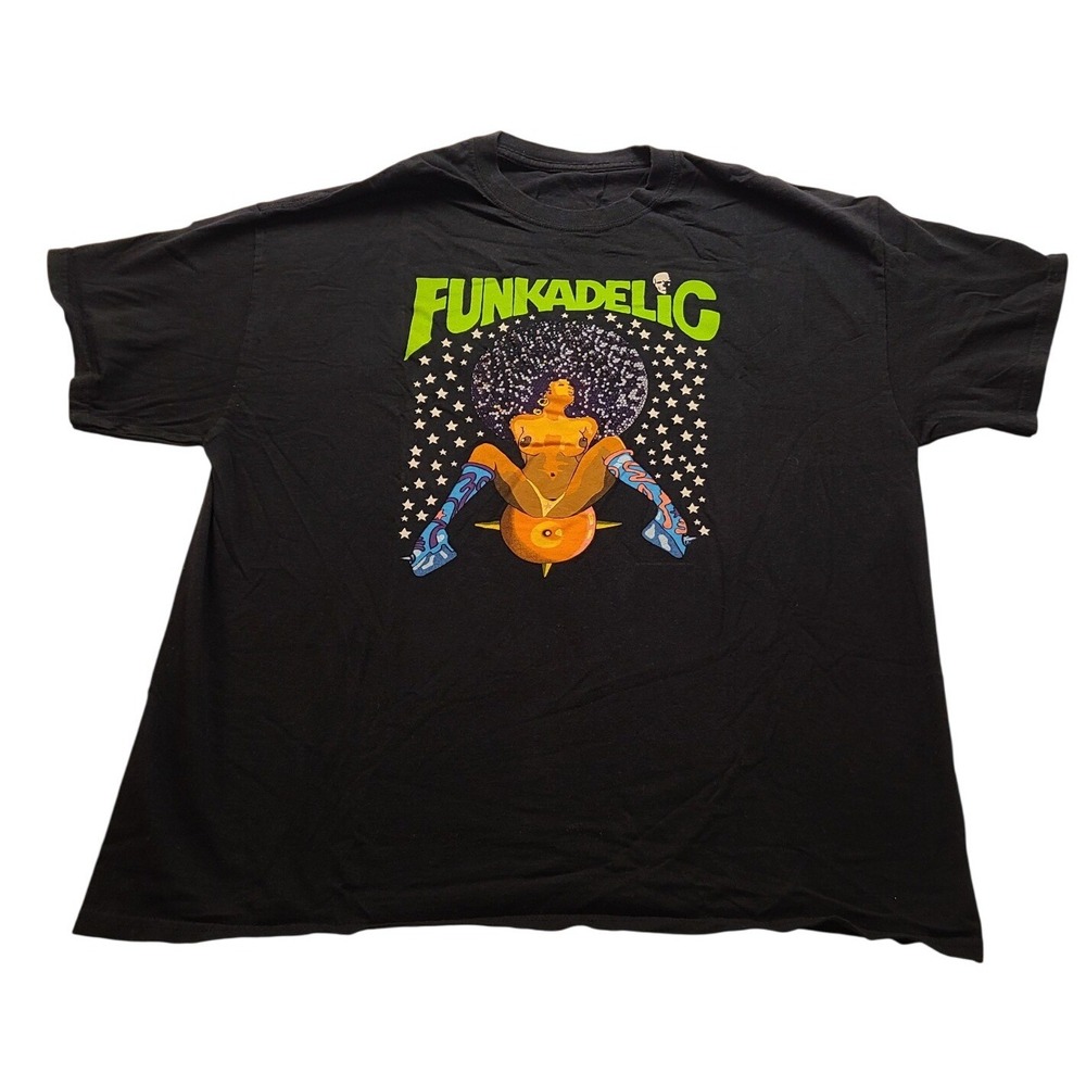 Funkadelic Graphic T-Shirt Men's Black Short Sleeve Crewneck Band Pedro Bell Art